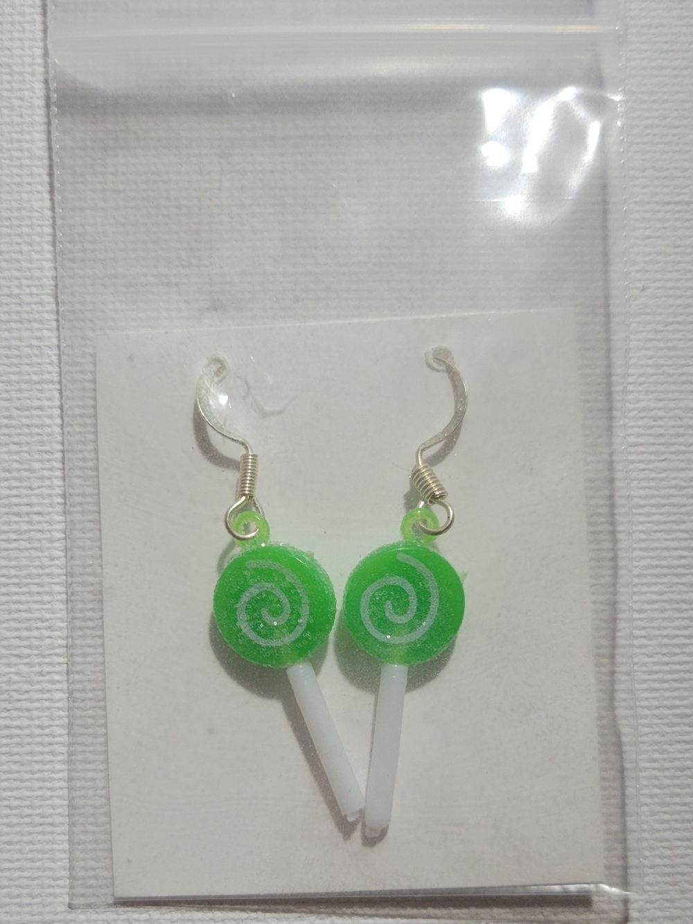 Green Lollipop Dangle Earrings - Fun Candy-Inspired Jewelry